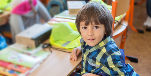 Little boy in classroom