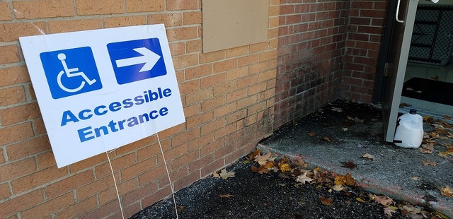 Voting location accessible entrance sign